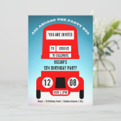 Save The Date Red London Bus Enfants Fête d'anniversaire Invitat (Debout devant)