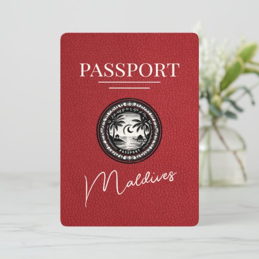 Save The Date Red Maldives Passport Enregistrer La Date (Debout devant)