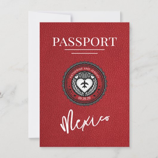 Save The Date Red Mexico Passport Enregistrer la date (Devant)