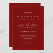 Save The Date Red Minimalist enregistrer la date calender (Devant / Derrière)