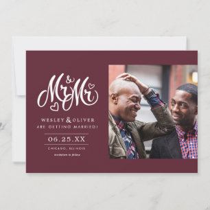 Save The Date Red Mr & Mr Script - Enregistrer la Date avec la P