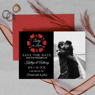 Save The Date Red Parties scintillant Poker Chip Casino Mariage