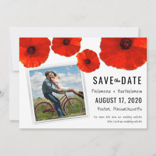 Save The Date Red Poppy Mariage Photo Enregistrer la date
