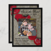 Save The Date Red Rose Petals sur Sand Beach Mariage (Devant / Derrière)