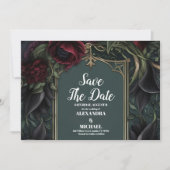 Save The Date Red Roses gothique Mariage d'Halloween (Devant)