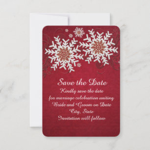 Save The Date Red Snowflakes Swirls Enregistrer la date