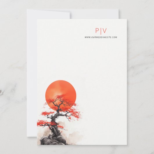 Save The Date Red Sun et Vieux Sakura mariage Sauvez la date (Dos)
