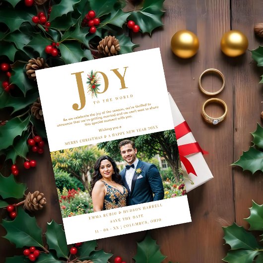 Save The Date Refined & Chic Poinsettias Garland Mariage Photo