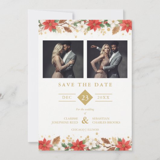 Save The Date Refined Classic Christmas Garland Wedding (Devant)