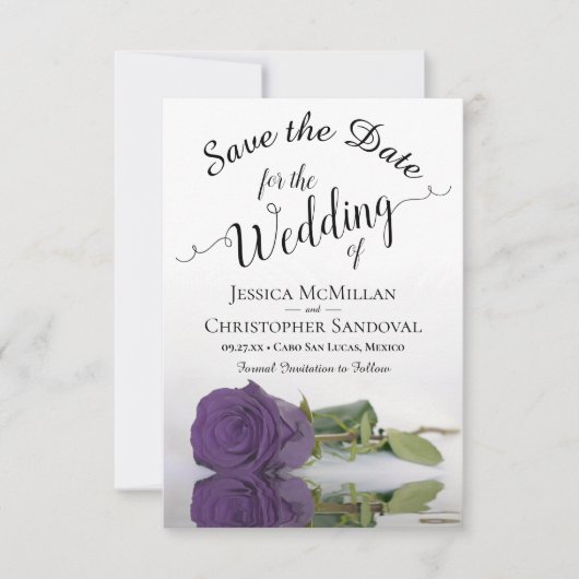 Save The Date Reflet Améthyste Rose violet Mariage romantique (Devant)