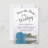 Save The Date Reflet bleu turquoise Rose romantique Mariage (Devant)