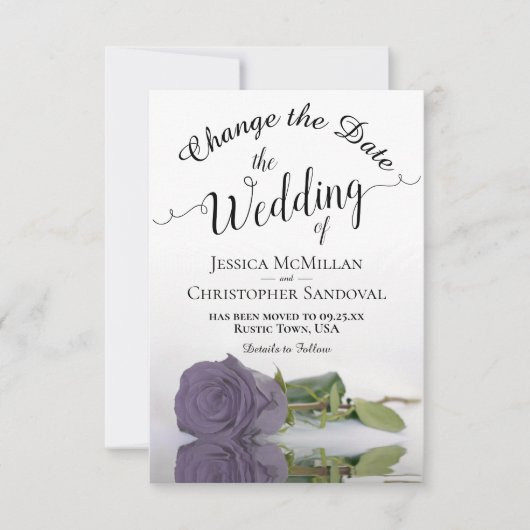 Save The Date Reflet Dusty Purple Rose Change Mariages Plans (Devant)