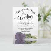 Save The Date Reflet Dusty Purple Rose Change Mariages Plans (Debout devant)