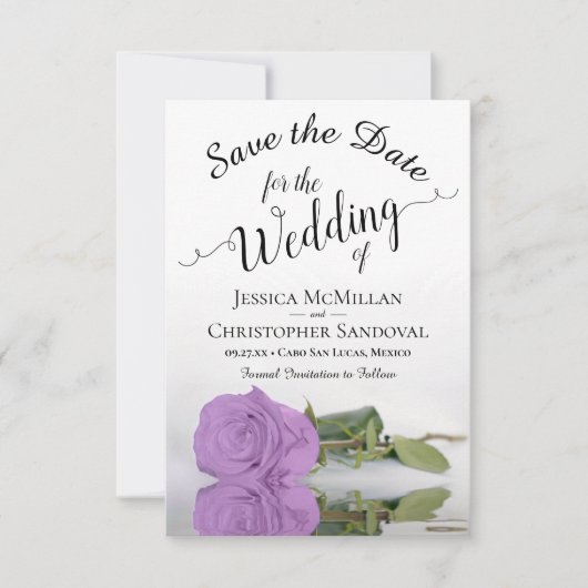 Save The Date Reflet Lilac violet Rose Mariage romantique (Devant)