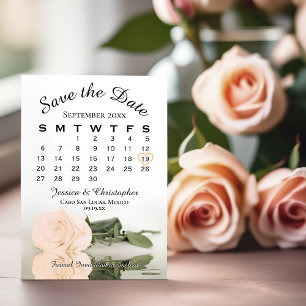 Save The Date Reflet Peach Rose Élégant calendrier de mariage