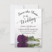 Save The Date Reflet Plum violet Rose Mariage romantique (Devant)