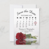 Save The Date Reflet Rose rouge Élégant calendrier de mariage (Devant)