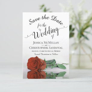Save The Date Reflet rouille Orange Rose Romantique Mariage