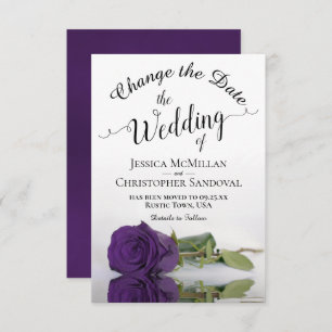 Save The Date Reflet Royal Purple Rose Change Mariage Plans