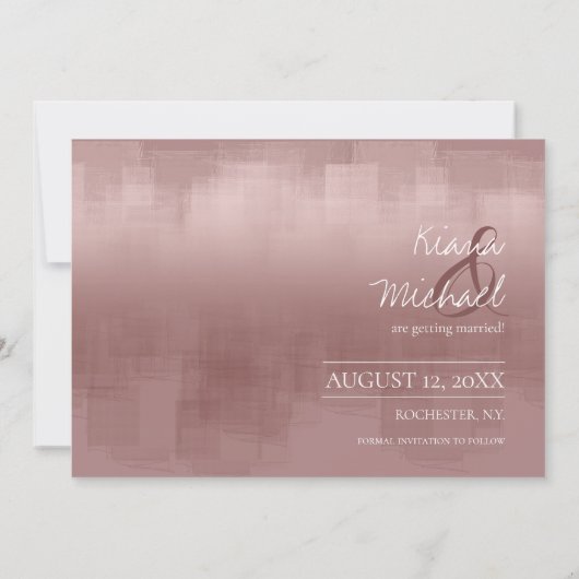 Save The Date Réflexions aquarelle Mariage cannelle Rose ID774 (Dos)