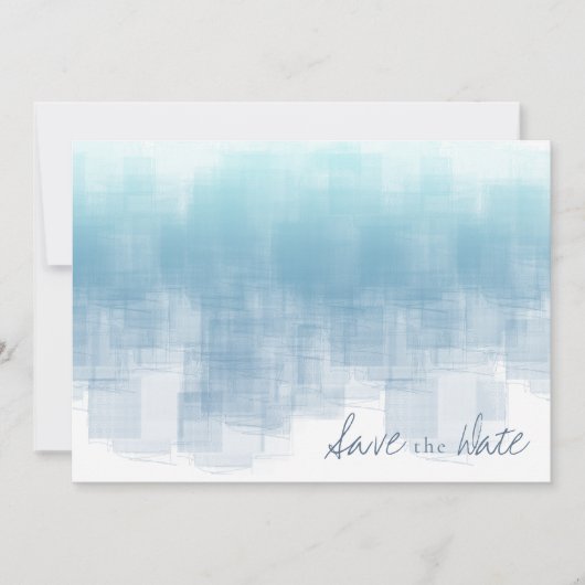 Save The Date Réflexions aquarelle Mariage Dusty Blue ID774 (Devant)