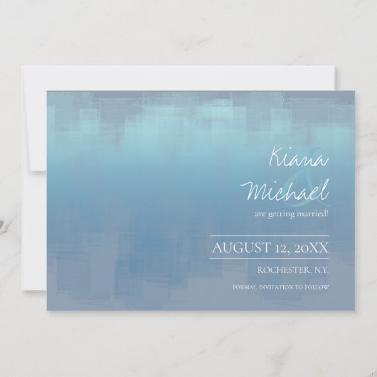 Save The Date Réflexions aquarelle Mariage Dusty Blue ID774 (Dos)