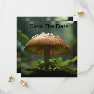 Save The Date Refuge Rainy Day : Frogs Shelter Sous Champignons
