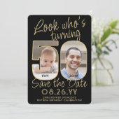 Save The Date Regardez qui est 50 Black & Gold 2 Photo fête d'an (Debout devant)