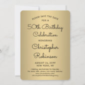 Save The Date Regardez qui est 50 Black & Gold Anniversaire Part (Dos)