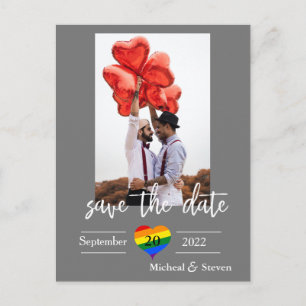 Save the Date Regenboog Hart Foto Aankondiging Kaa