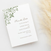 Save The Date Régence Française Vert Fleur de Lis Mariage Motif