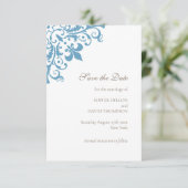 Save The Date Regency Blue Fleur de Lis Mariage Motif (Debout devant)