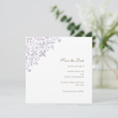 Save The Date Regency Purple Fleur de Wedding Enregistrer La Dat (Debout devant)