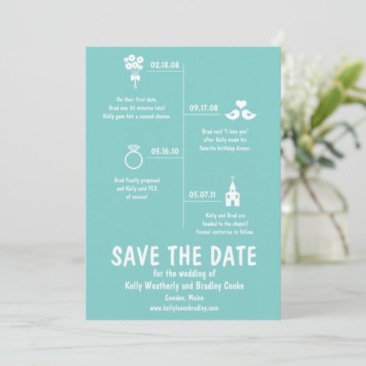 Save The Date Relation turquoise Calendrier Mariage Enregistrer  (Debout devant)