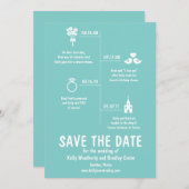 Save The Date Relation turquoise Calendrier Mariage Enregistrer  (Devant / Derrière)