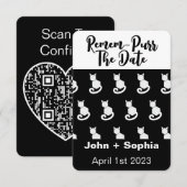 Save The Date Remem-Purr Drôle Moderne Chat Noir et Blanc Enreg (Devant / Derrière)
