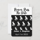 Save The Date Remem-Purr Funny Chat moderne noir et blanc Économ (Devant)
