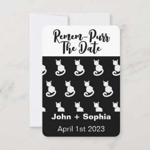 Save The Date Remem-Purr Funny Chat moderne noir et blanc Économ