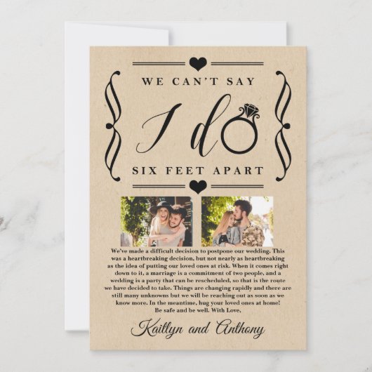 Save The Date Remise du Mariage de Six Pieds Horaire Changement (Devant)