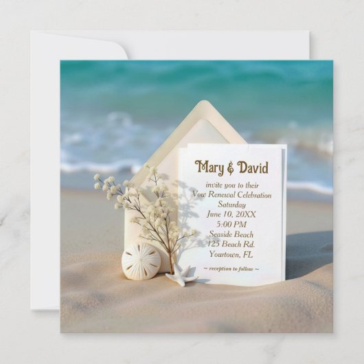 Save The Date Renouveau Vow mariage En Sable De Plage Avec Starf (Devant)