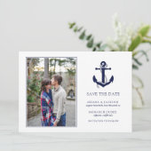 Save The Date Réponse de mariage à l'ancre nautique (Debout devant)