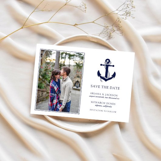 Save The Date Réponse de mariage à l'ancre nautique