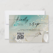 Save The Date Réponse QR Code | Ethereal Shoreline Teal Ocean (Devant)