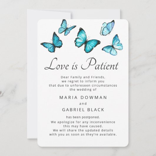 Save The Date Report de mariage Papillons L'amour est patient (Devant)
