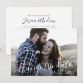 Save The Date Report de mariage photo d'écriture moderne (Devant / Derrière)