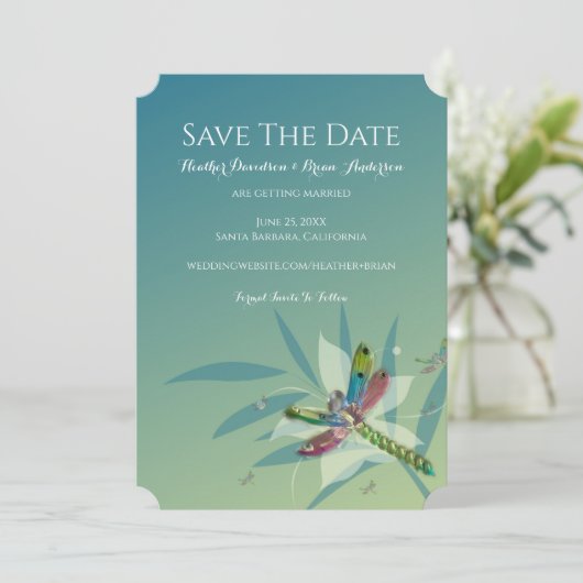 Save The Date Repose Dragonfly Enregistrer La Date Annonce (Debout devant)