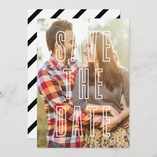 Save The Date Représentation de la typographie moderne Photo Enr (Devant / Derrière)