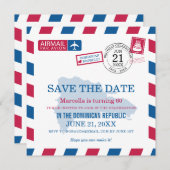 Save The Date République Dominicaine Airmail Fête d'anniversaire (Devant / Derrière)