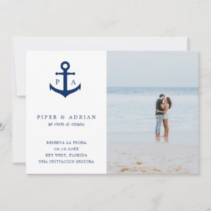 Save The Date Reserva La Fecha Ancre nautique Monogramme Photo