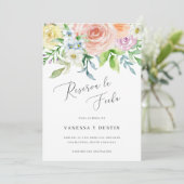 Save The Date Reserva La Fecha Floral Aquarelle Mariage espagnol (Debout devant)